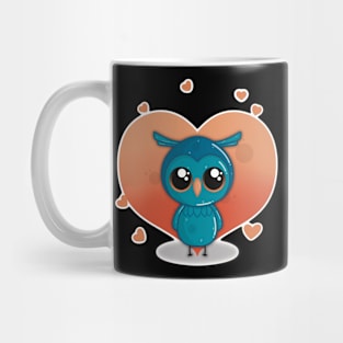 Cute Little Valentines Day Owl with Heart Mug